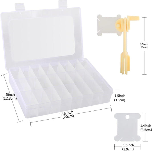 Cross Stitch Thread Storage Box – Embroidery Floss Organizer with 24 Compartments, Bobbins & Labels