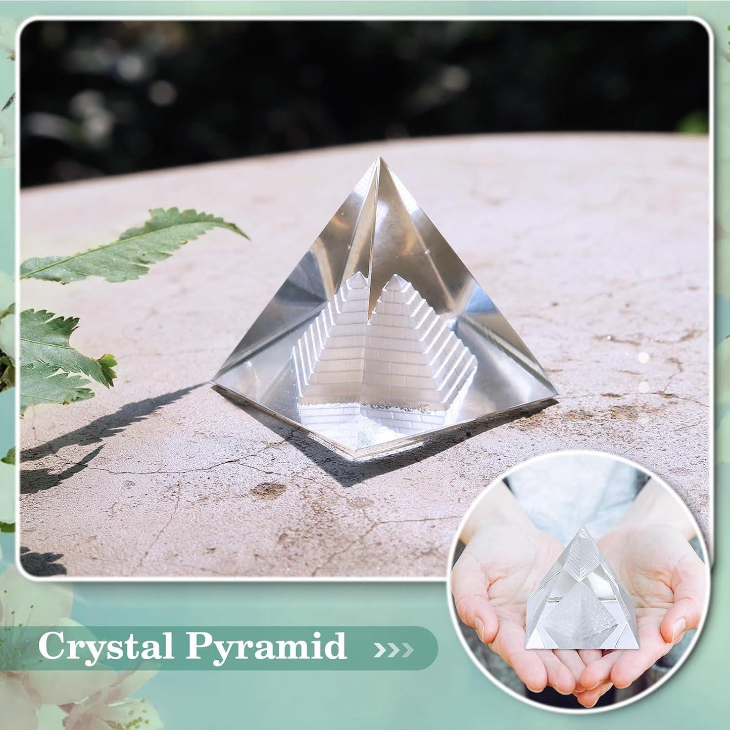 Healing Crystal Set, Chakra Stones, Selenite Pyramid, Wooden Box