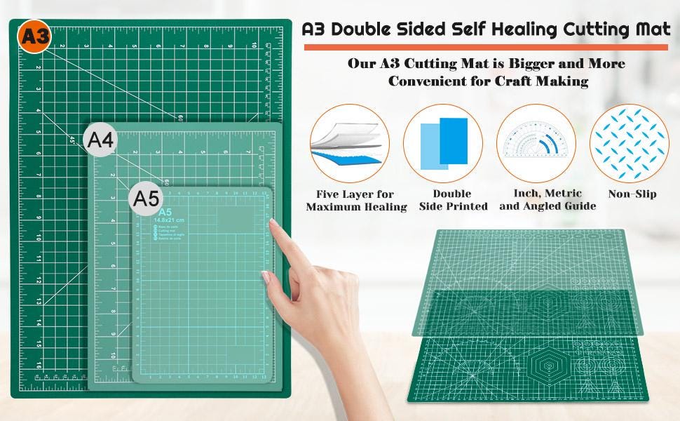 Self-Healing Rotary Cutting Mat 12x18 Inch – Double-Sided Sewing, Quilting, Craft PVC Board