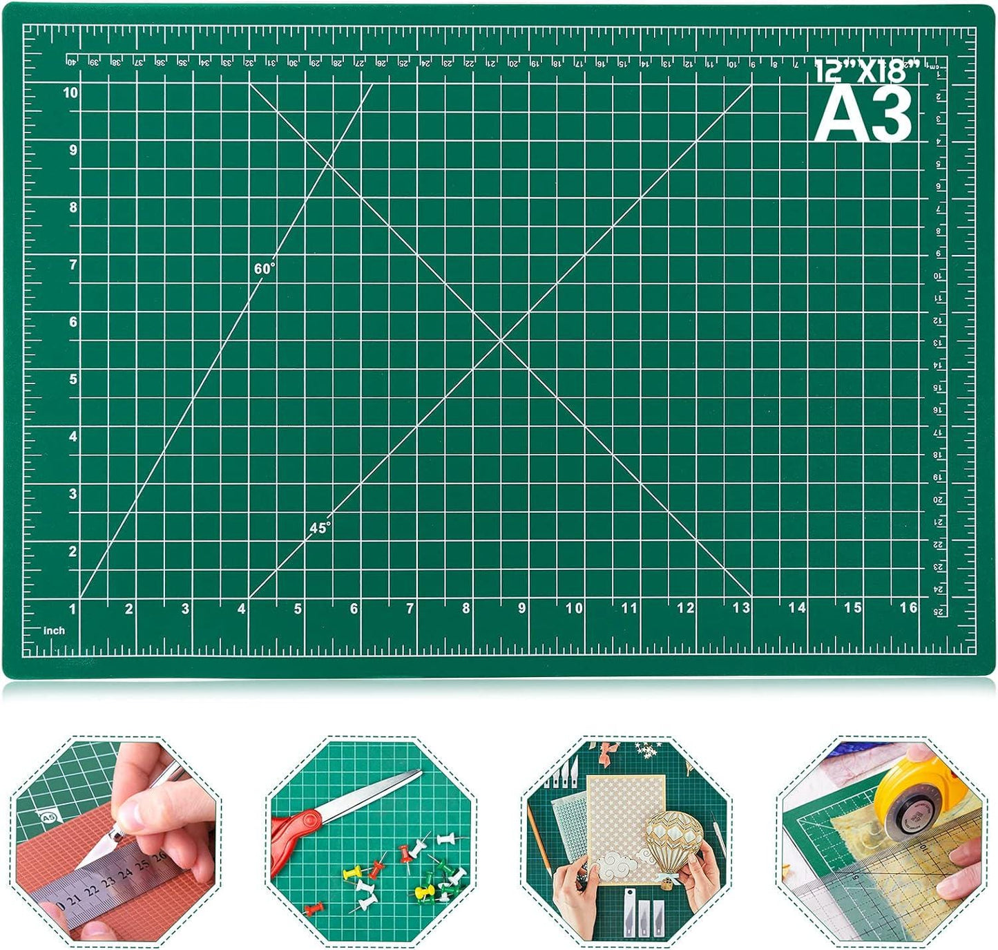 Self-Healing Rotary Cutting Mat 12x18 Inch – Double-Sided Sewing, Quilting, Craft PVC Board