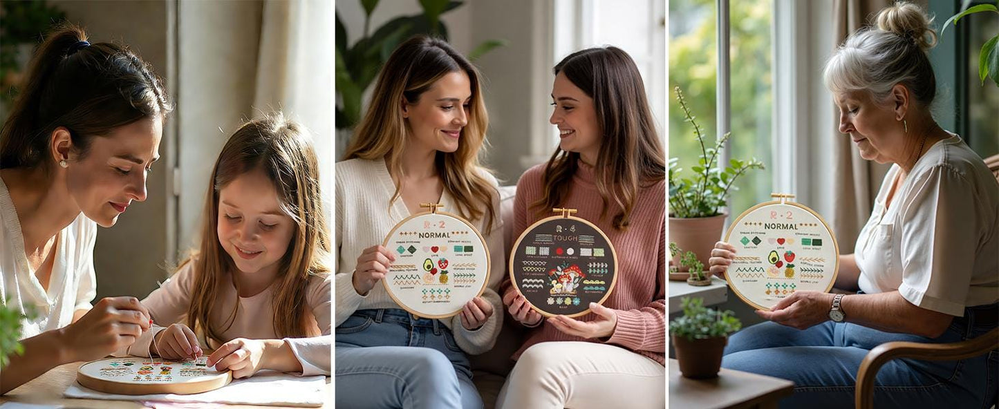 Beginner Embroidery Kit – Learn 38 Stitches with Video Tutorials (Complete Set)