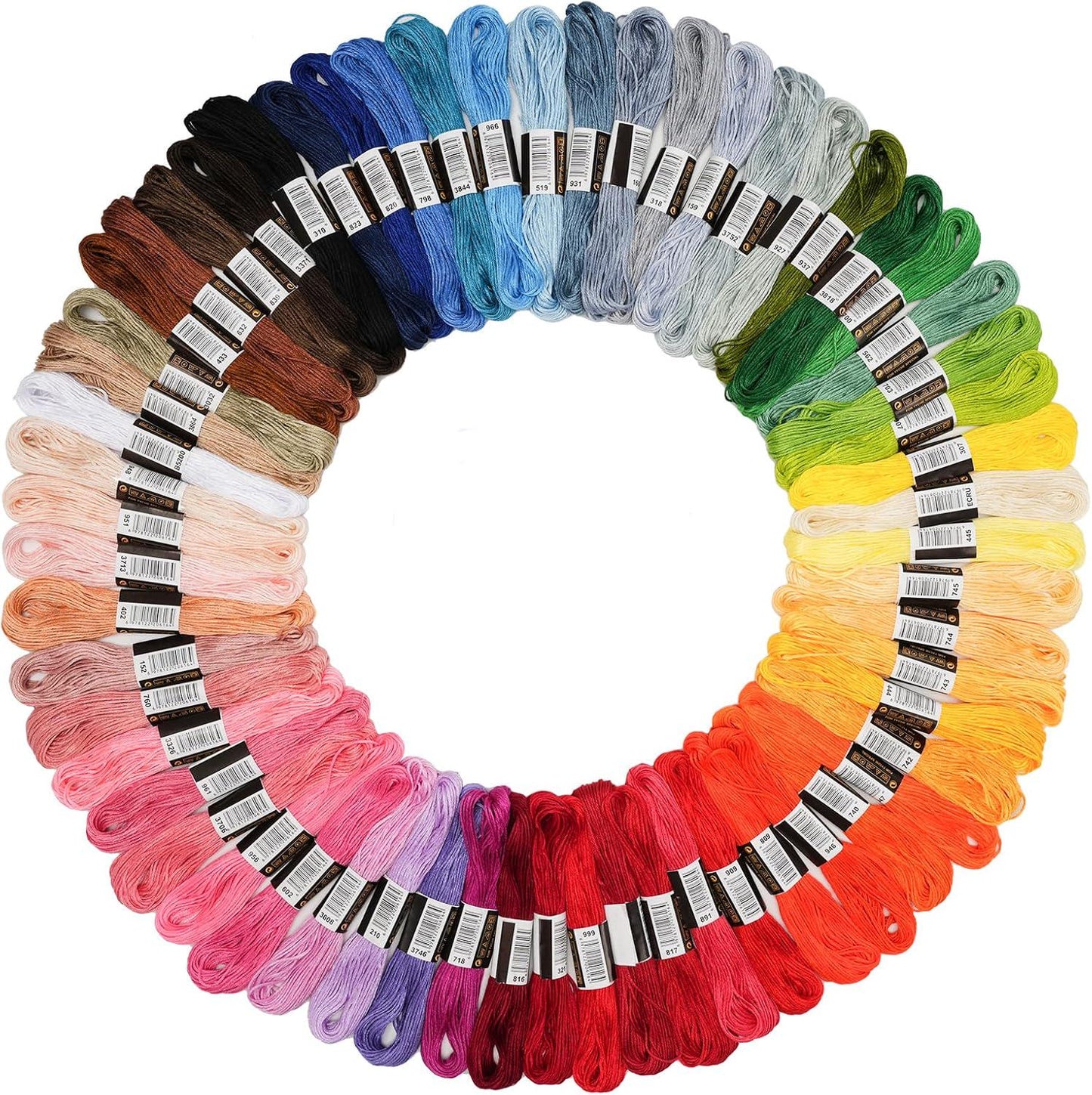 70 Skeins Rainbow Cotton Embroidery Floss – Friendship Bracelet, Cross Stitch Thread