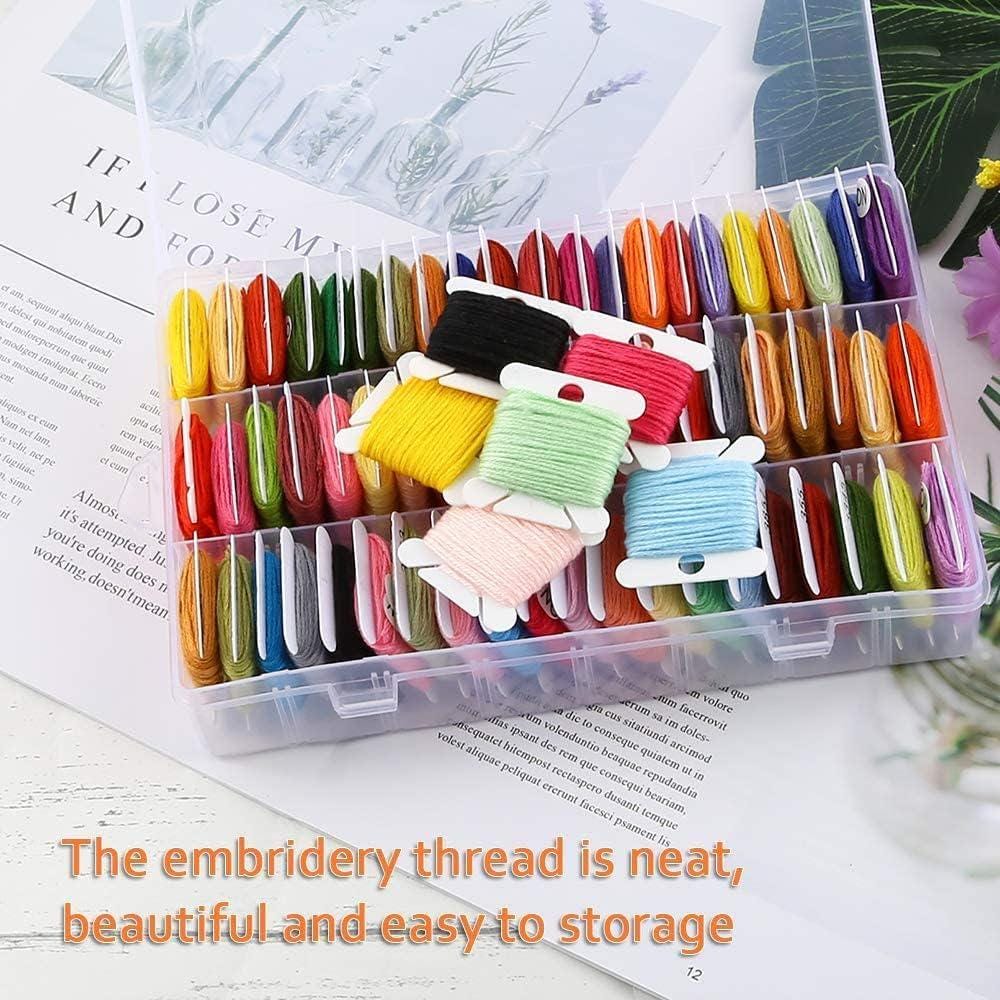 Cross Stitch Thread Storage Box – Embroidery Floss Organizer with 24 Compartments, Bobbins & Labels