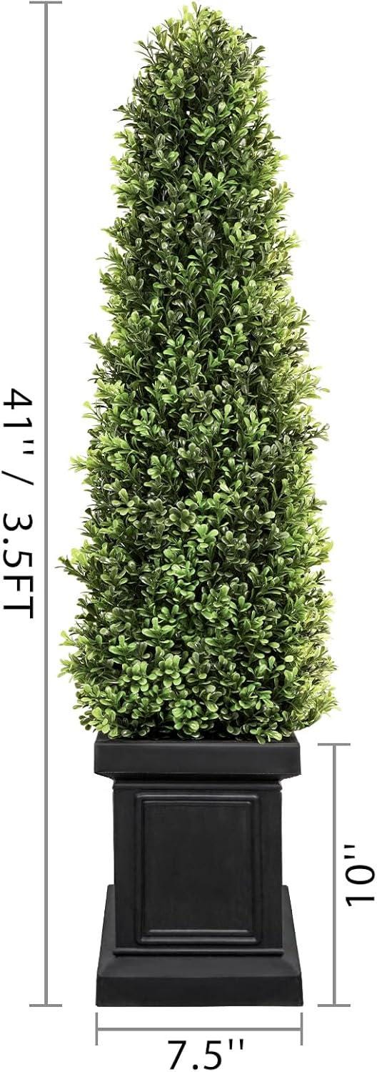 3.5FT Artificial Boxwood Topiary Trees Set of 2, UV Resistant Outdoor Plants