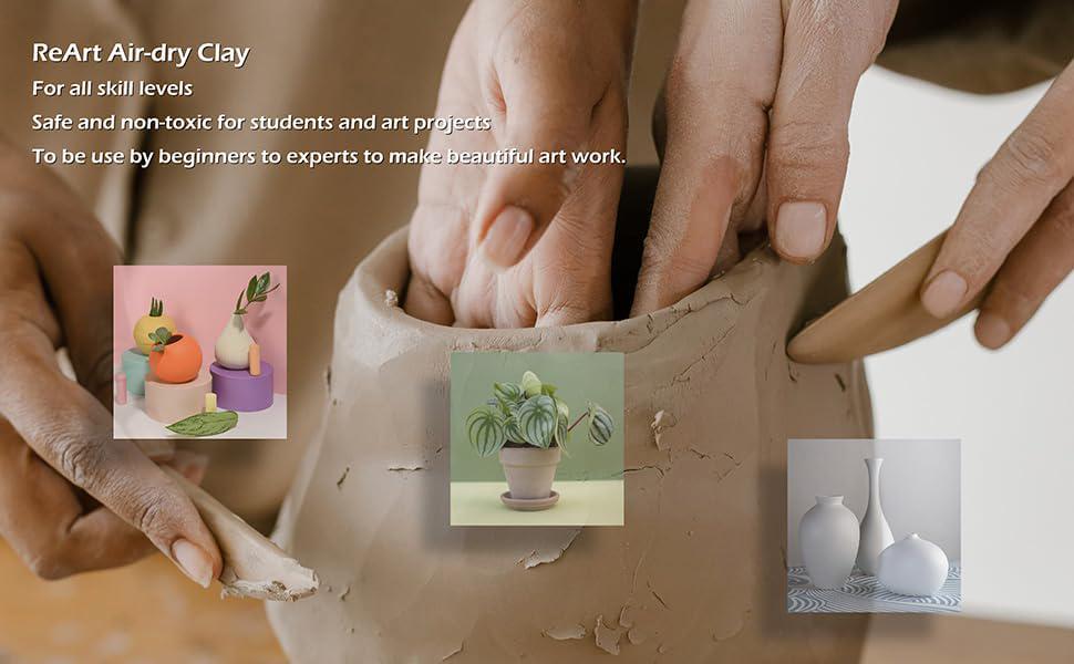 15 lb Air Dry Clay Set, White Gray Terra Cotta, Natural Porcelain Sculpting Pottery