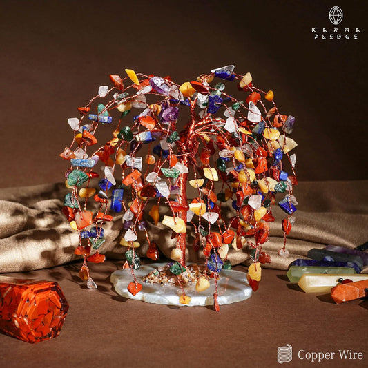 11 Inch Seven Chakra Crystal Tree of Life, Handmade Reiki Decor for Home and Office