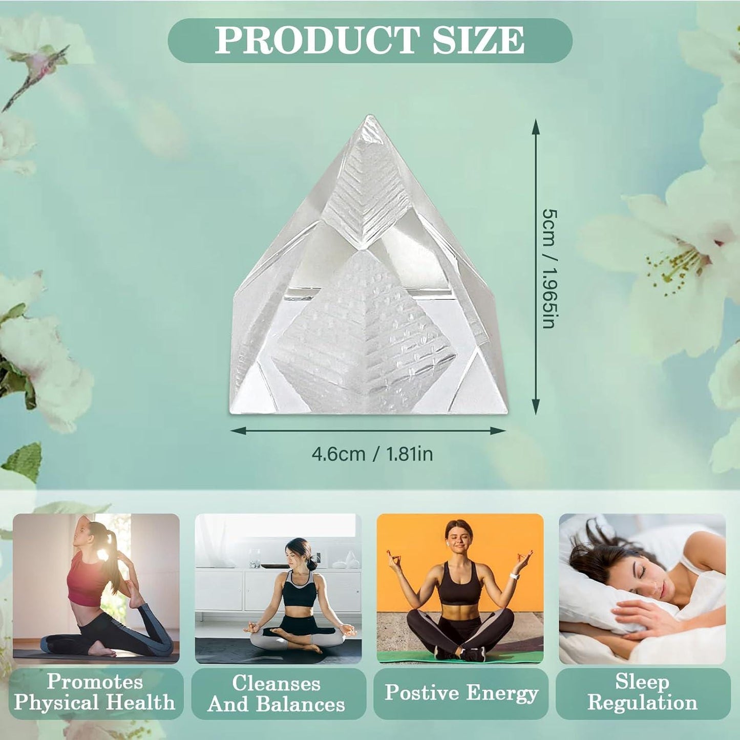 Healing Crystal Set, Chakra Stones, Selenite Pyramid, Wooden Box