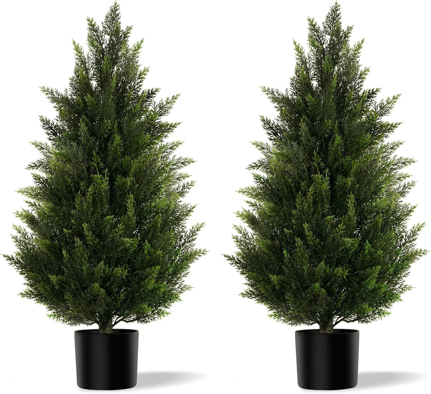 Set of 2 Faux Cedar Topiary Trees, 3FT Artificial Cypress Plants for Porch Decor