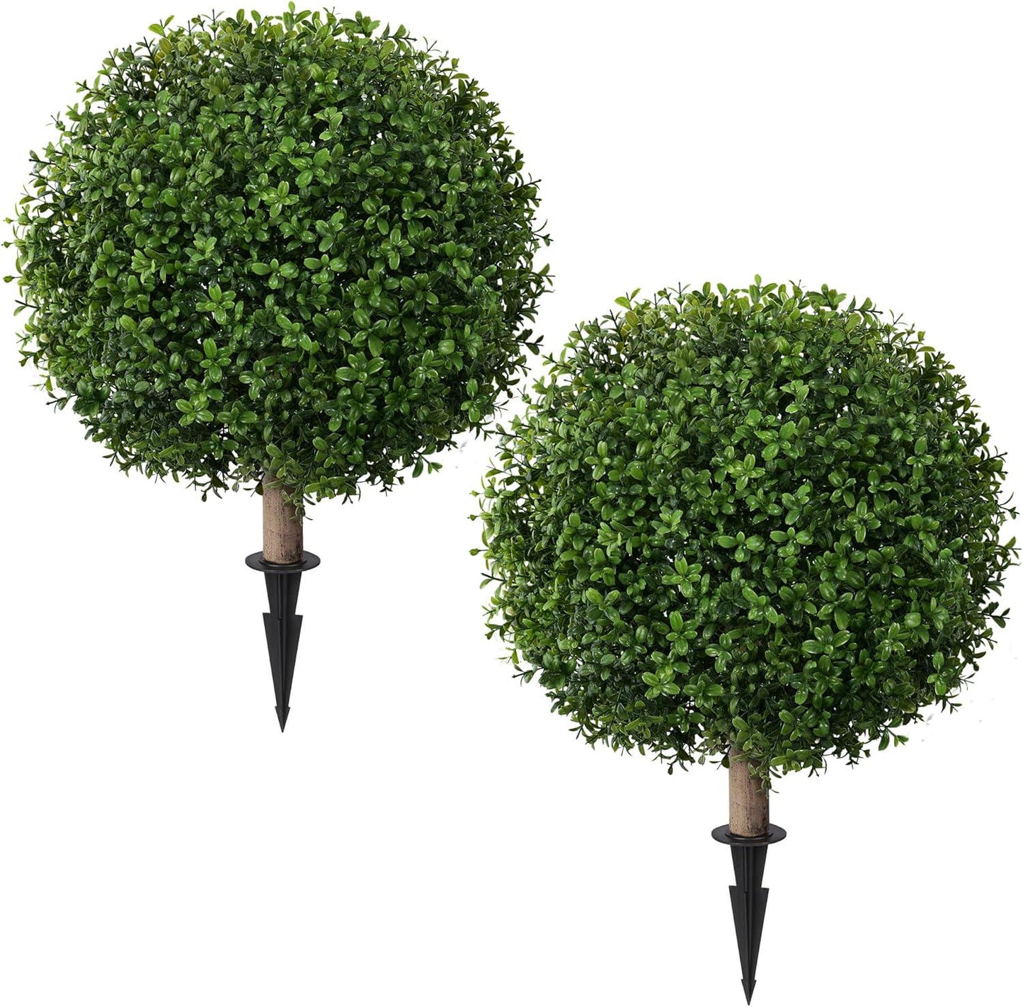 Set of 2 UV Resistant Boxwood Topiary Ball Trees, Outdoor Porch Garden Decor