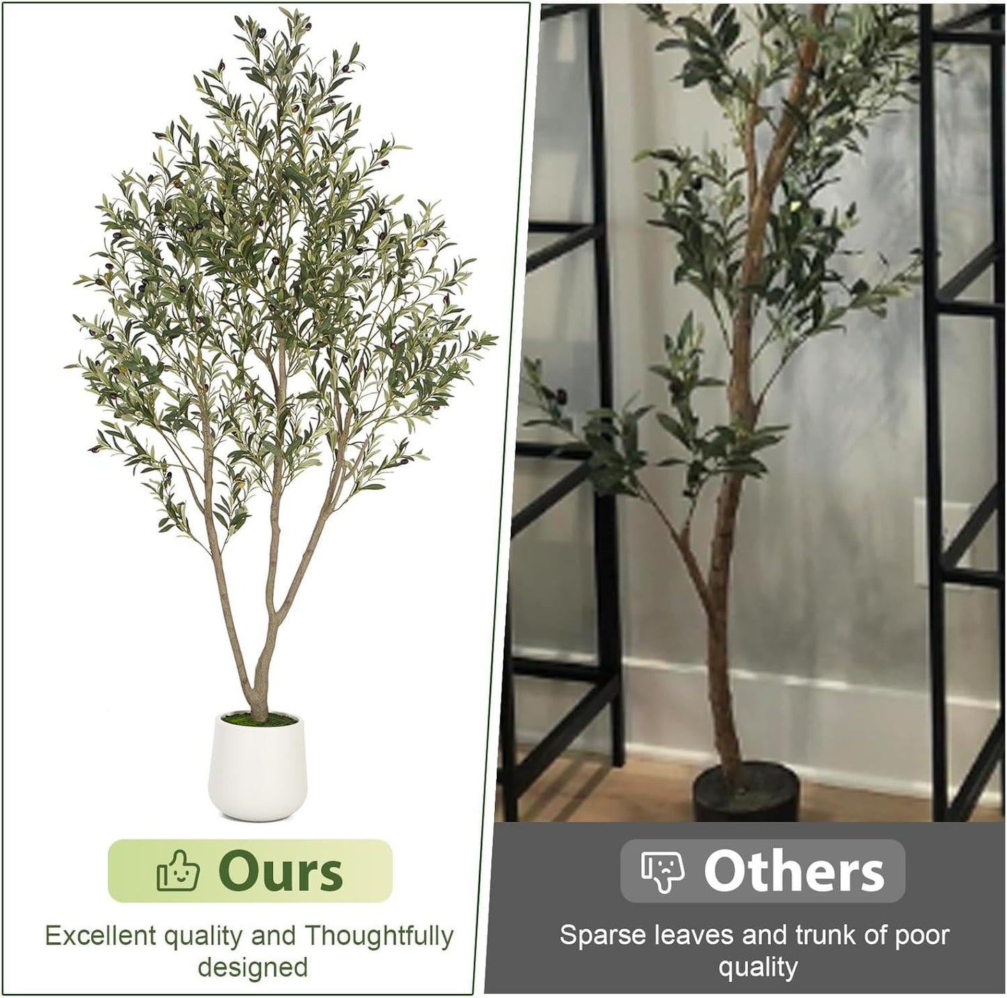 5FT Artificial Olive Tree Indoor with White Tall Planter, Faux Olive Plant for Home Office Decor
