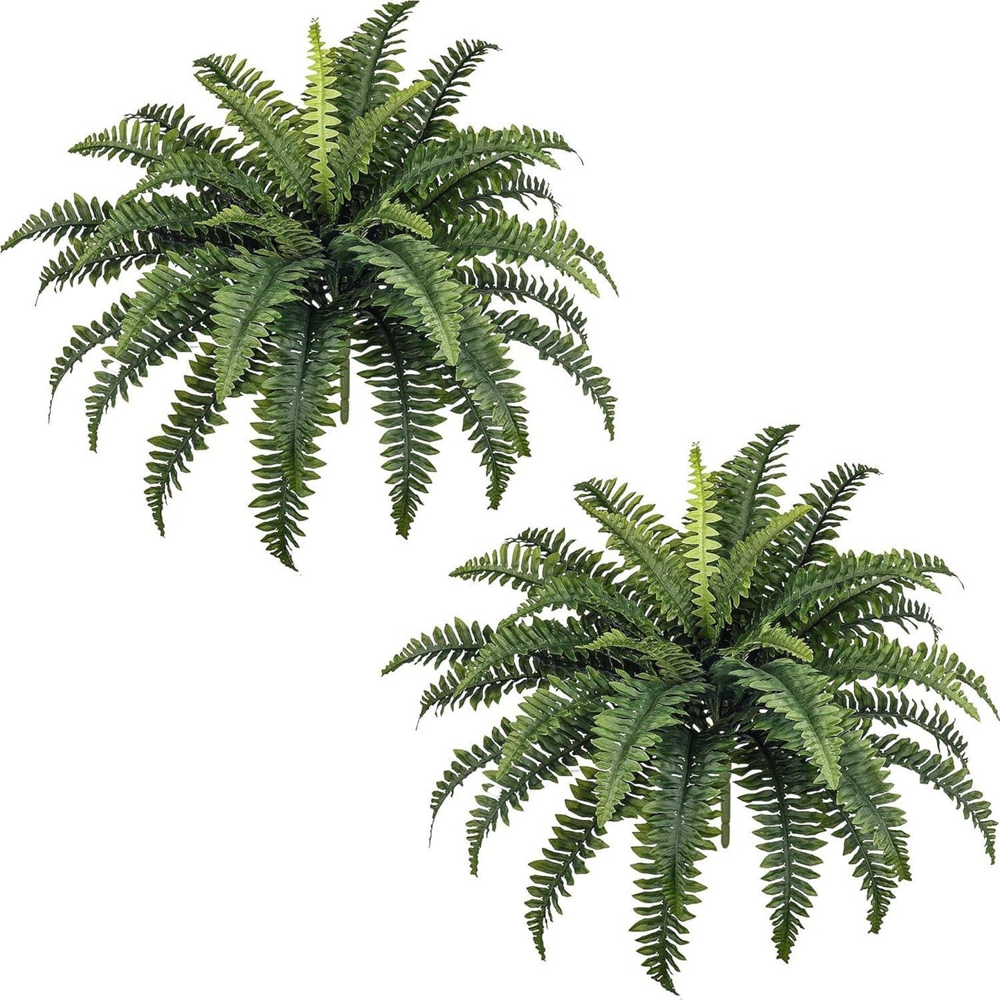 35” Faux Boston Fern Plants Outdoor, Artificial Hanging Fern Bushes for Porch Patio Home Decor Set of 2